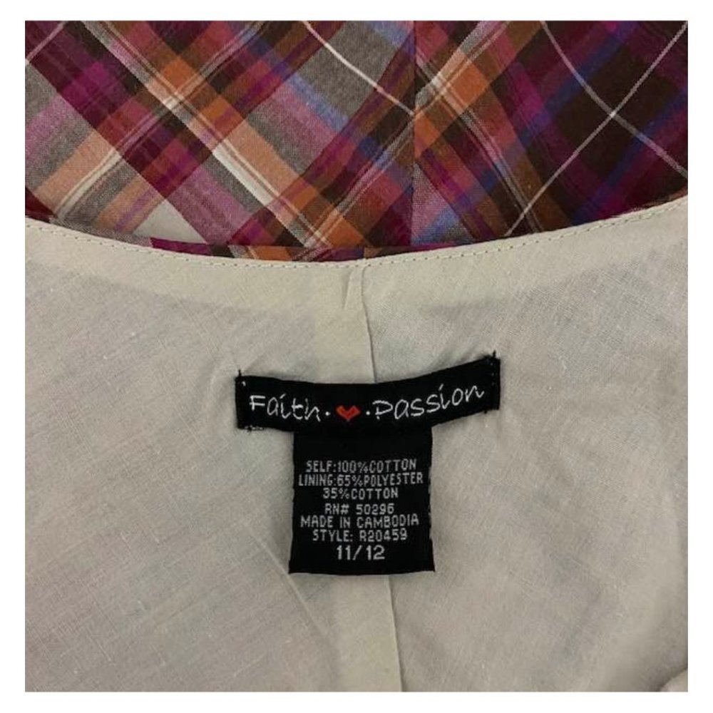 Faith Passion Plaid A-Line Cotton Dress Size 11/12 90s Grunge Cottagecore - Picture 6 of 7